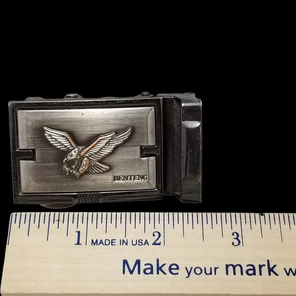 Vintage Belt Buckle BENTENG Clamp Closure Dress-Up With American Bald Eagle Bird